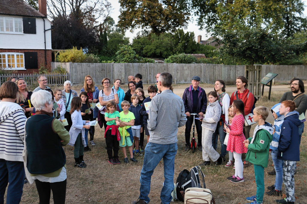 Families being briefed about bats.