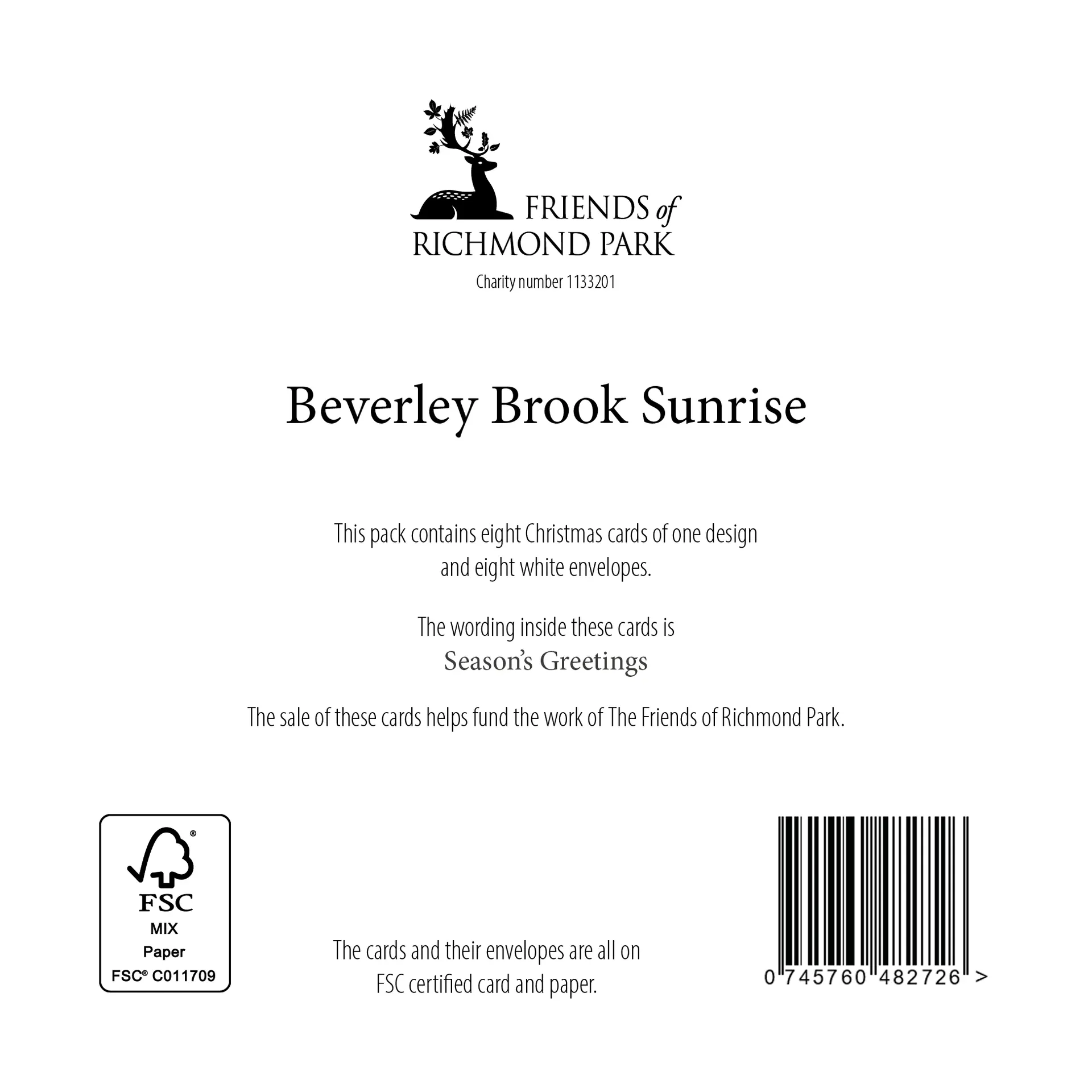 Beverley Brook Sunrise - Pack of 8 Christmas cards - Image 3