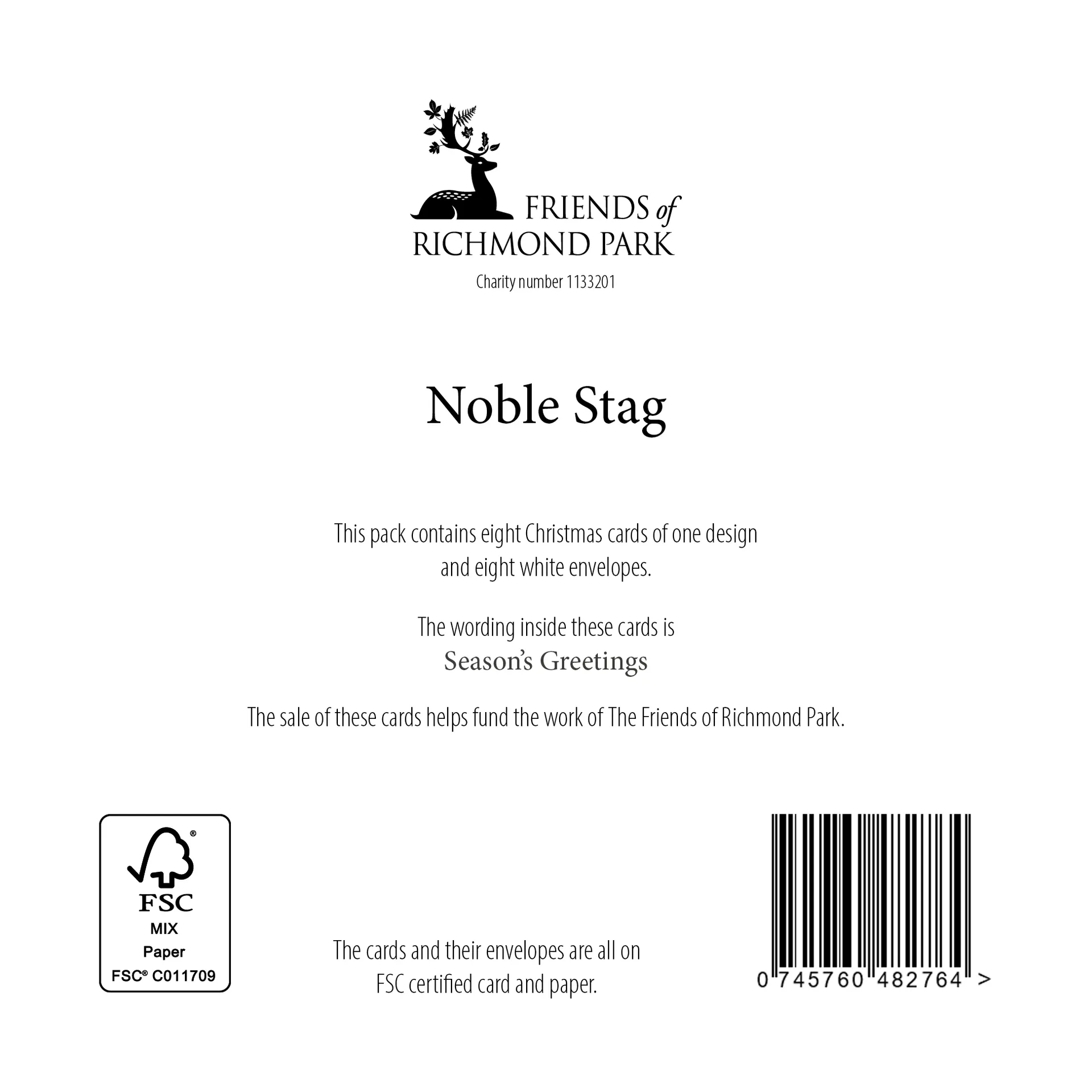 Noble Stag - Pack of 8 Christmas cards - Image 3